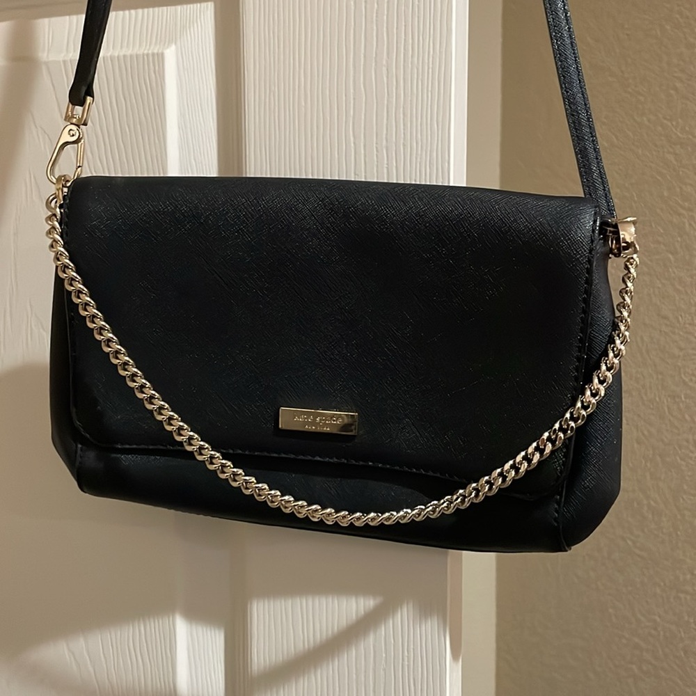 Kate Spade black purse with detachable leather strap